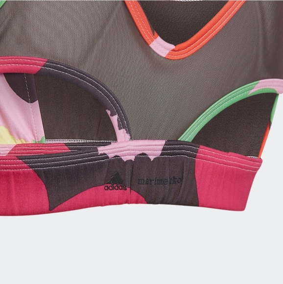 NWT Marimekko Believe This Aeroready Training Floral Print Bra Adidas Collab Kid - Picture 3 of 4